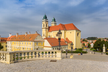 View over the Mary church from the palace square in Valtice, Czech Republic