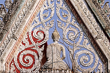 Traditional Thai style old stucco in Thai temple