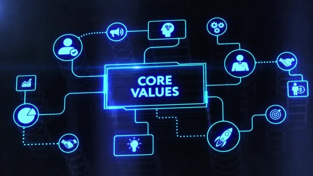 Business, Technology, Internet and network concept. Core values responsibility ethics goals company concept.