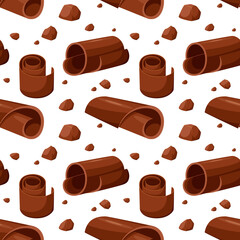 Seamless pattern with chocolate curls. Cartoon design.
