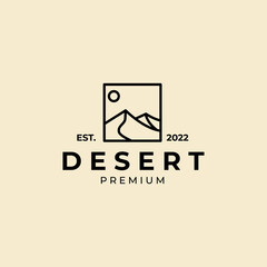 desert with sun logo line art vector icon symbol graphic minimalist design illustration
