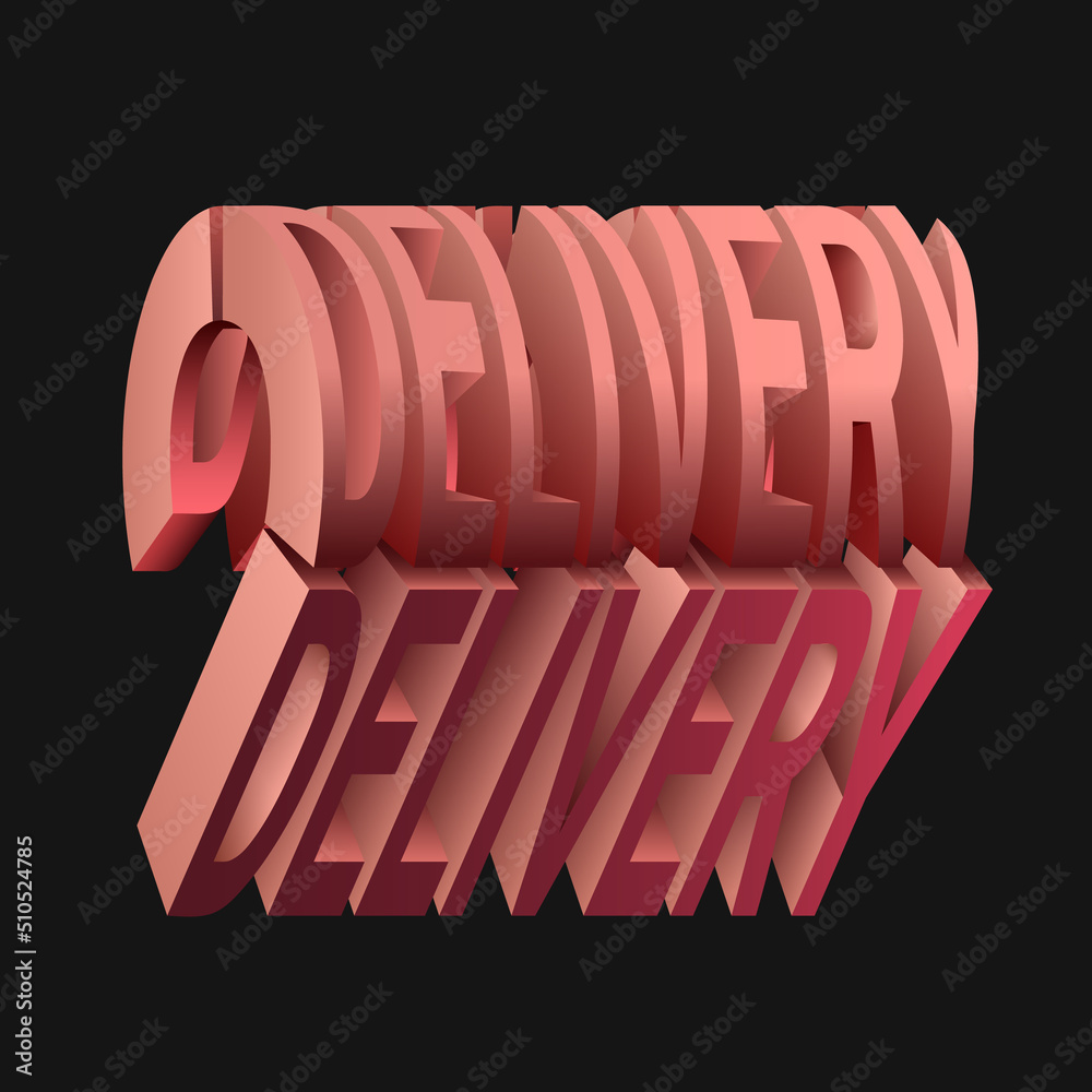 Fototapete isometric text. vector illustration of delivery advertising made in the form of text. sketch for cre
