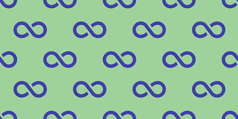 pattern. Infinity sign is blue, isolated on yellow green background. Symbol of infinity. Banner for insertion into site. 3D image. 3d rendering