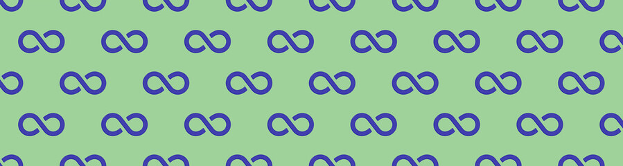 pattern. Infinity sign is blue, isolated on yellow green background. Symbol of infinity. Banner for insertion into site. 3D image. 3d rendering