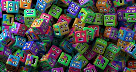 Fototapeta na wymiar 3d fun faces cubes made in 3d