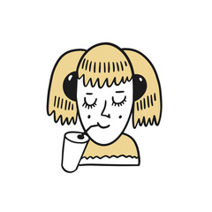 Portrait female young woman. Hand drawn colorful cartoon style.