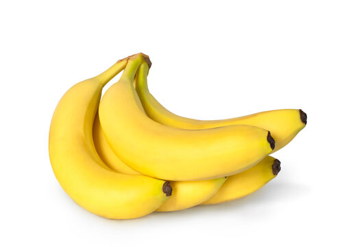 Bananas five pieces on a white isolated background. Banana image for your business