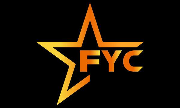 FYC golden luxury star icon three letter logo design vector template. royal logo | luxury logo | jewelry logo | premium logo | iconic logo | Victoria logo |