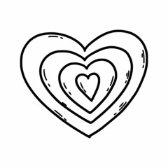 Sweet heart isolated on white background. Vector doodle illustration. Postcard decor element. Hand drawn sticker.