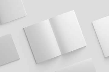 Fototapeta premium A4 A5 Magazine Brochure 3D Rendering White Blank Mockup