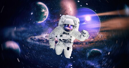 Astronaut in outer space.Cosmic art, science fiction wallpaper. Beauty of deep space. Elements of...