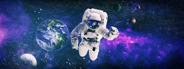 Astronaut in outer space.Cosmic art, science fiction wallpaper. Beauty of deep space. Elements of...