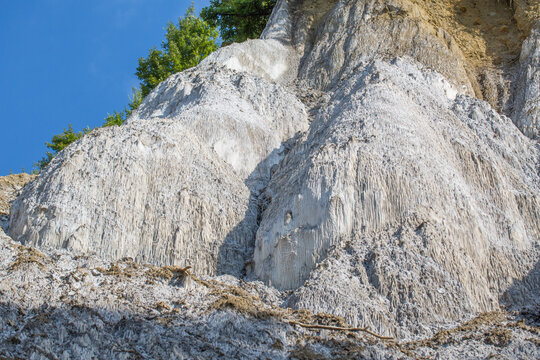 Large formations of crystalized salt. Outside the Praid salt mine, inside the Praid salt canyon.