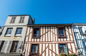 Provins, FRANCE - June 11, 2022: Antique building view in Provins, France