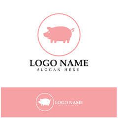 pig logo, pork cooking, pork oil and pork food restaurant icon. With vector icon concept