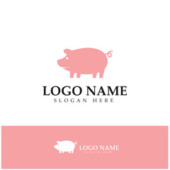 pig logo, pork cooking, pork oil and pork food restaurant icon. With vector icon concept