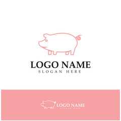 pig logo, pork cooking, pork oil and pork food restaurant icon. With vector icon concept