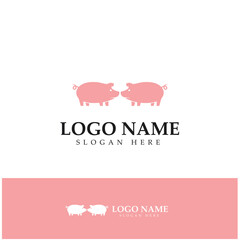 pig logo, pork cooking, pork oil and pork food restaurant icon. With vector icon concept