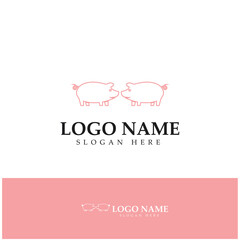 pig logo, pork cooking, pork oil and pork food restaurant icon. With vector icon concept