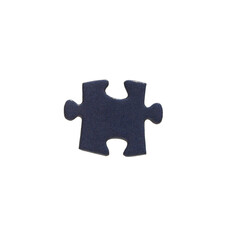 Dark blue puzzle piece on a white background. Part of puzzles Isolated on white background. Dark puzzle. Layout of one blue with circles of a puzzle piece on an isolated transparent background