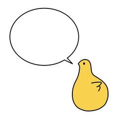 シンプルな黄色い鳥と吹き出しのイラスト素材