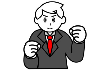 ガッツポーズの白人のビジネスマン