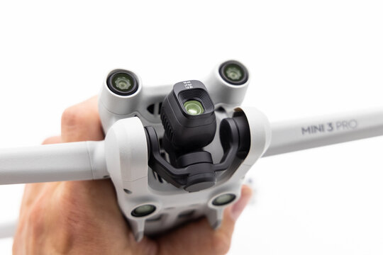 Camera gimbal of the DJI Mini 3 Pro drone in portrait mode, June 09, 2022, Germany