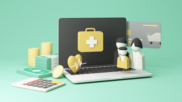 Investing in the form of life insurance and health insurance to manage risks concept. Assurance and insurance finances, health care family and life. pastel background realistic 3d rendering animation