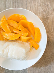 Mango with sticky rice ready to eat