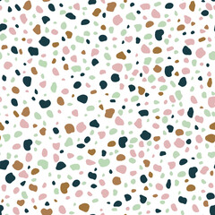 terrazzo with traditional white marble stones vector seamless pattern. Classic interior material background of mosaic stone.