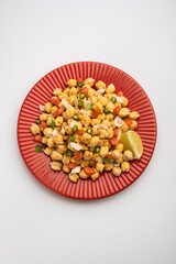 Indian Street Breakfast Chana Chaat Also Know as Chana Masala, Chola Chana Chaat