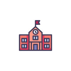 School building filled outline icon