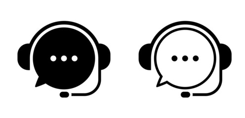 オンラインによるサポートサービスのアイコン　コールセンター　電話オペレーター