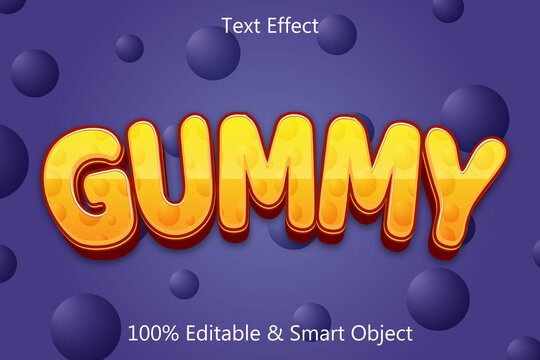 Gummy Editable Text Effect 3 Dimension Emboss Modern Style