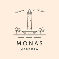 indonesian monument line art logo vector symbol illustration design