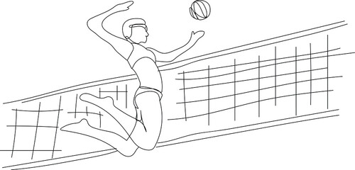 volleyball silhouette, volleyball vector, sketch drawing of woman volleyball player