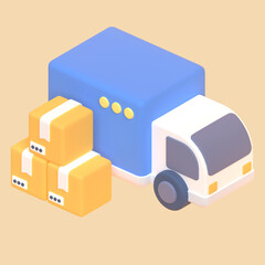 Delivery Car in 3d render for graphic asset web presentation or other