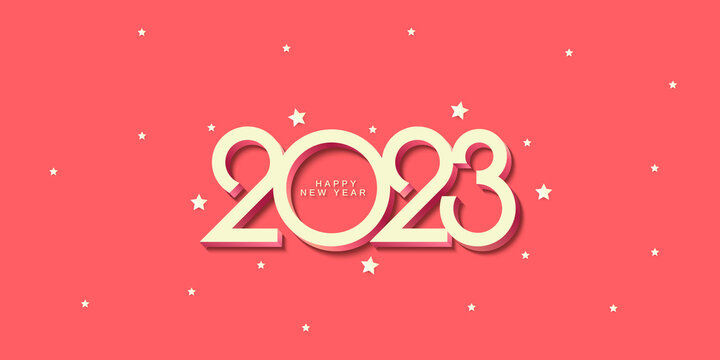 happy new year 2023 lettering logo with star background