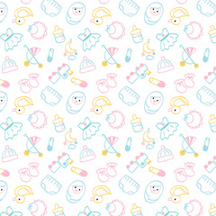 Baby toys and accessories - seamless pattern