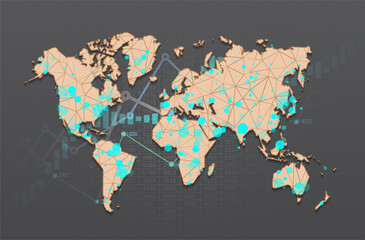 World map with infographic