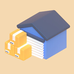 Warehouse in 3d render for graphic asset web presentation or other
