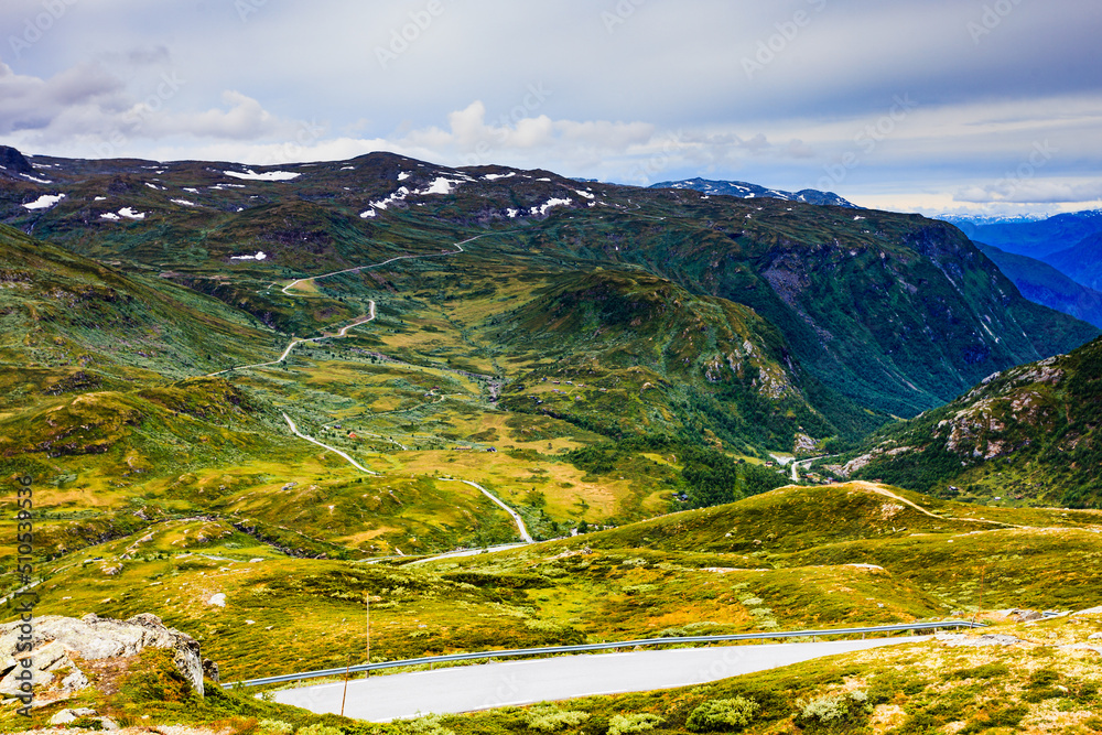 Poster Mountains landscape. Norwegian route Sognefjellet