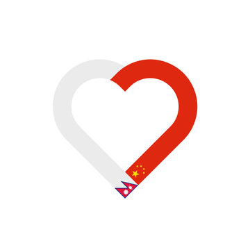 recommend clip art: unity concept. heart ribbon icon of nepal and china flags. vector illustration isolated on white background
