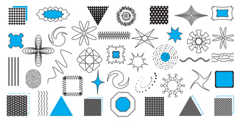 Set of abstract elements and geometric shapes. Forms, lines, abstractions. Vector graphic design. EPS 10.