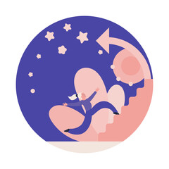 Illustrations of business marketing. The girl runs with big steps up the ladder to success in the form of stars