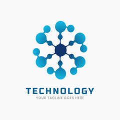 Digital futuristic technology logo vector template