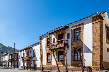 Teror at Gran Canaria, Spain. A beautiful traditional town with colorful houses with wooden balconies