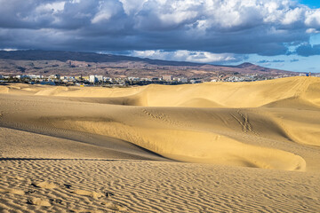 Maspalomas Sand Dunes on the south coast of the island of Gran Canaria, Canary Islands, Spain