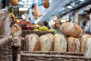 Bread in a bread stand at the local market
