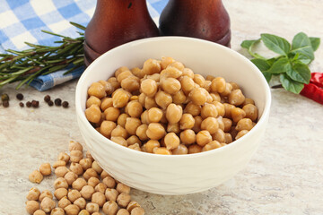 Boiled chickpea in the bowl